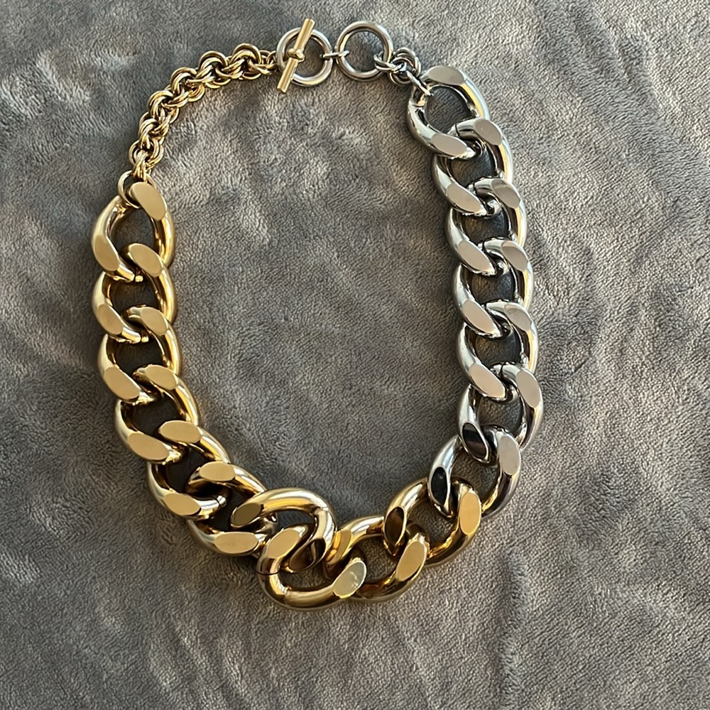 BRAND NEW JW Anderson silver and gold oversized chain necklace